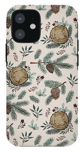 Winter Branches, Berries and Pine Cones - Phone Case