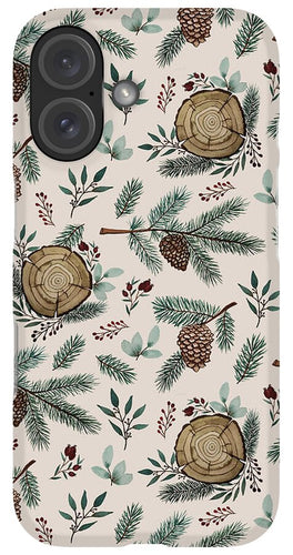 Winter Branches, Berries and Pine Cones - Phone Case