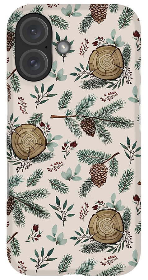 Winter Branches, Berries and Pine Cones - Phone Case