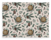 Load image into Gallery viewer, Winter Branches, Berries and Pine Cones - Blanket
