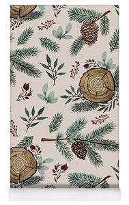Winter Branches, Berries and Pine Cones - Yoga Mat