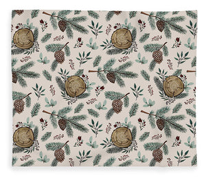 Winter Branches, Berries and Pine Cones - Blanket