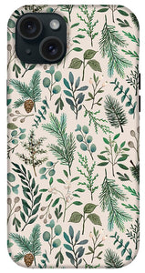 Winter Eucalyptus and Berry Pattern - Phone Case