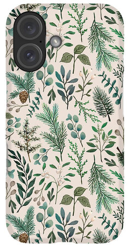 Winter Eucalyptus and Berry Pattern - Phone Case