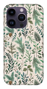 Winter Eucalyptus and Berry Pattern - Phone Case