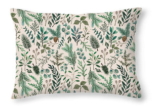 Winter Eucalyptus and Berry Pattern - Throw Pillow