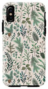 Winter Eucalyptus and Berry Pattern - Phone Case