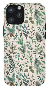 Winter Eucalyptus and Berry Pattern - Phone Case
