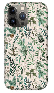 Winter Eucalyptus and Berry Pattern - Phone Case