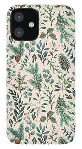 Winter Eucalyptus and Berry Pattern - Phone Case