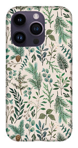 Winter Eucalyptus and Berry Pattern - Phone Case