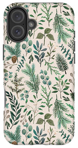 Winter Eucalyptus and Berry Pattern - Phone Case