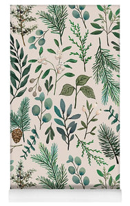 Winter Eucalyptus and Berry Pattern - Yoga Mat