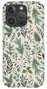 Winter Eucalyptus and Berry Pattern - Phone Case