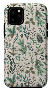 Winter Eucalyptus and Berry Pattern - Phone Case