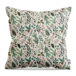 Winter Eucalyptus and Berry Pattern - Throw Pillow