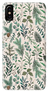 Winter Eucalyptus and Berry Pattern - Phone Case