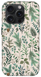 Winter Eucalyptus and Berry Pattern - Phone Case