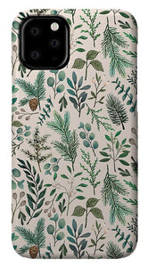 Winter Eucalyptus and Berry Pattern - Phone Case