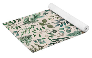 Winter Eucalyptus and Berry Pattern - Yoga Mat