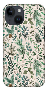Winter Eucalyptus and Berry Pattern - Phone Case