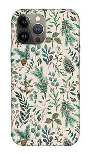 Winter Eucalyptus and Berry Pattern - Phone Case
