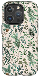Winter Eucalyptus and Berry Pattern - Phone Case
