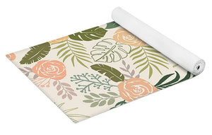 Yellow and Green Tropical Floral Patten - Yoga Mat