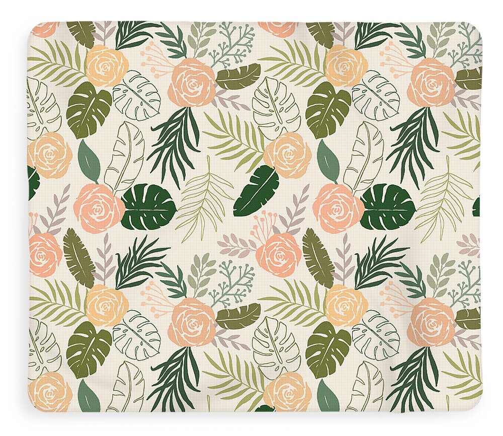 Yellow and Green Tropical Floral Patten - Blanket
