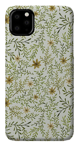 Yellow Flowers and Branches Pattern - Phone Case