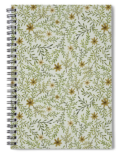 Yellow Flowers and Branches Pattern - Spiral Notebook