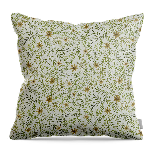 Yellow Flowers and Branches Pattern - Throw Pillow