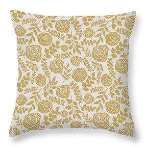 Gold Floral Pattern - Throw Pillow