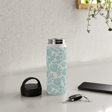 Load image into Gallery viewer, Baby Blue Floral Handle Lid Water Bottle