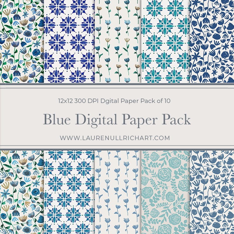 Blue Digital Paper Pack