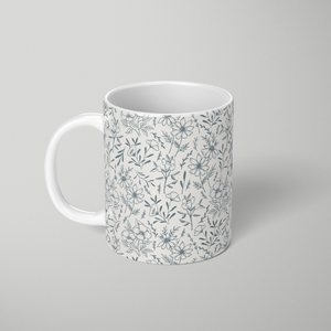 Blue Gray Flower Pattern - Mug