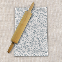 Load image into Gallery viewer, Blue Gray Flower Tea Towel