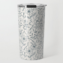 Load image into Gallery viewer, Blue Gray Flower Travel Mug