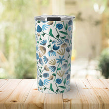 Load image into Gallery viewer, Blue Ink Floral Travel Mug