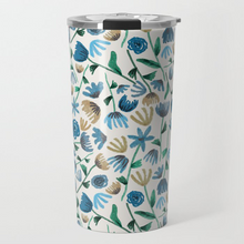 Load image into Gallery viewer, Blue Ink Floral Travel Mug