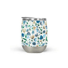 Load image into Gallery viewer, Blue Floral Pattern Stemless Wine Tumbler