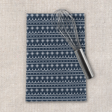 Load image into Gallery viewer, Blue Snowflake Pattern Tea Towel