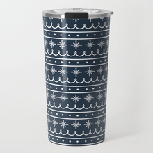 Load image into Gallery viewer, Blue Snowflake Pattern Travel Mug