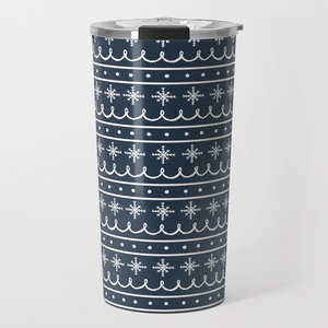 Blue Snowflake Pattern Travel Mug