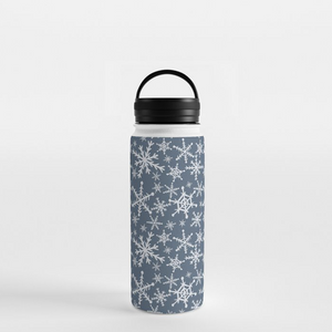 Blue Snowflakes Handle Lid Water Bottle