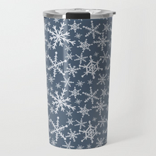 Load image into Gallery viewer, Blue Snowflakes Travel Mug