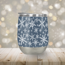 Load image into Gallery viewer, Blue Snowflakes Stemless Wine Tumbler