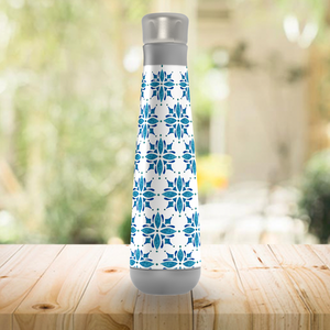 Blue Watercolor Tile Peristyle Water Bottle