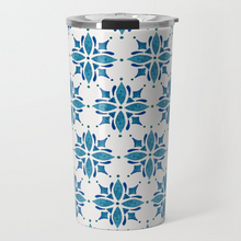 Load image into Gallery viewer, Blue Tile Watercolor Travel Mug