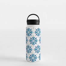 Load image into Gallery viewer, Blue Tile Watercolor Handle Lid Water Bottle